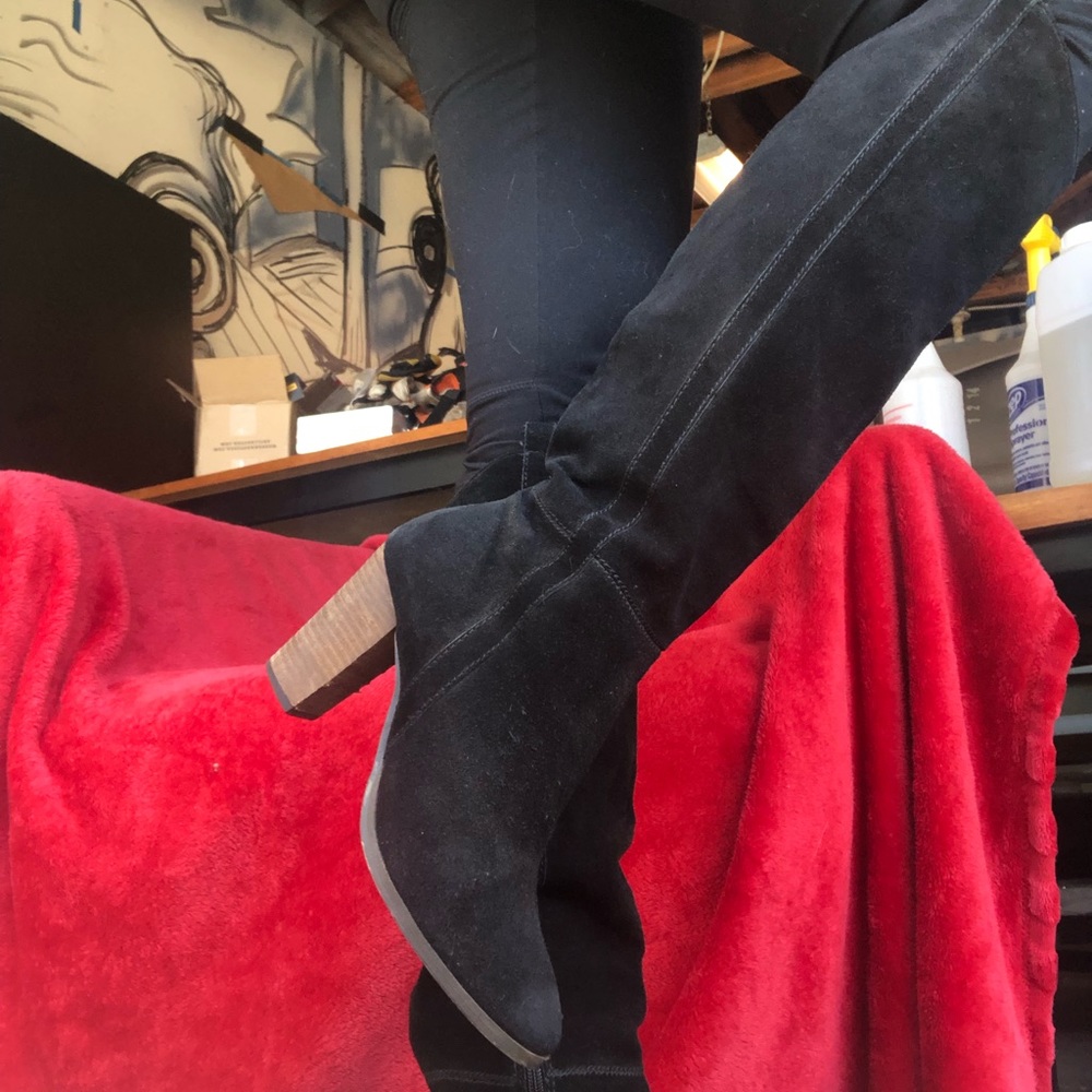 Suede Black Boots